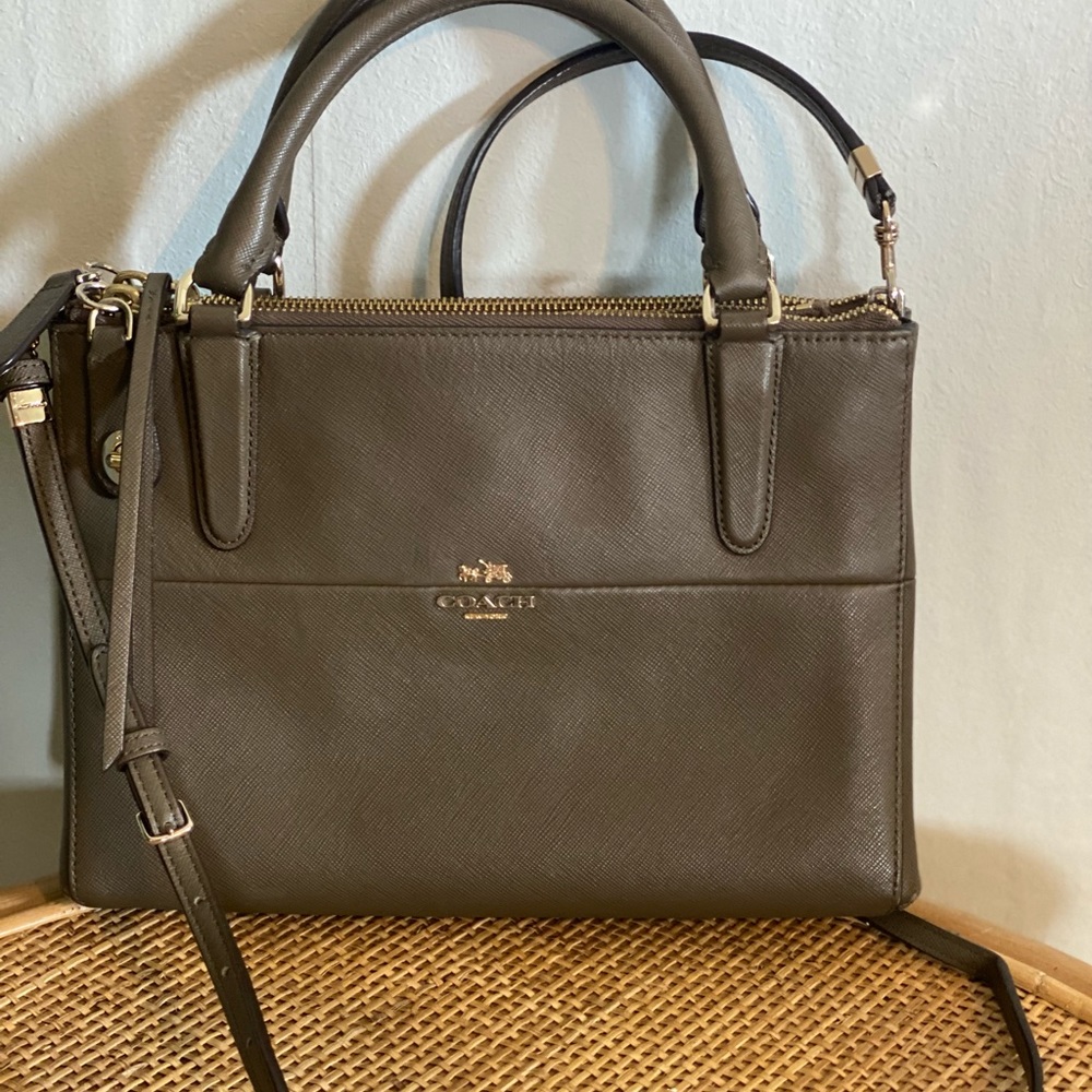 Coach Army Green/Brown Croszbody Zip Handbag